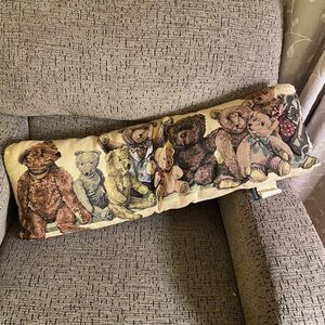 Vintage Dakotah Teddy Bear Needlepoint Lumbar Throw Pillow 34x13